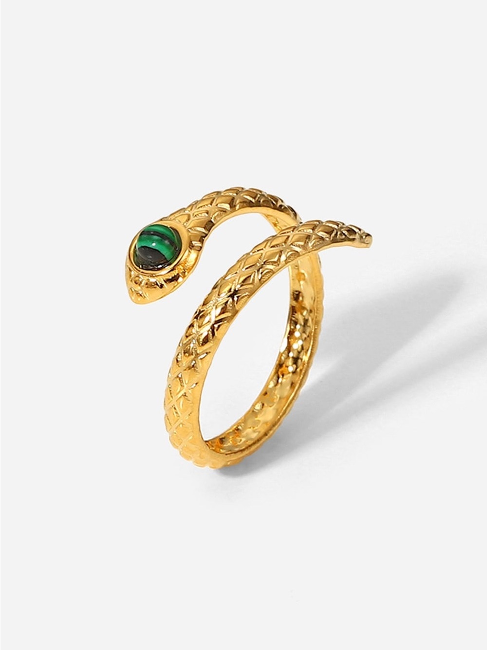 Snake Charmer Malachite Snake-Shaped Bypass Ring